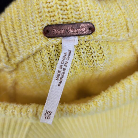 Free People Women's Yellow Ribbed Too Good Pullover Knit Sweater Size XS - Picture 3 of 6